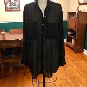 American Apparel Oversized Black Chiffon Blouse
